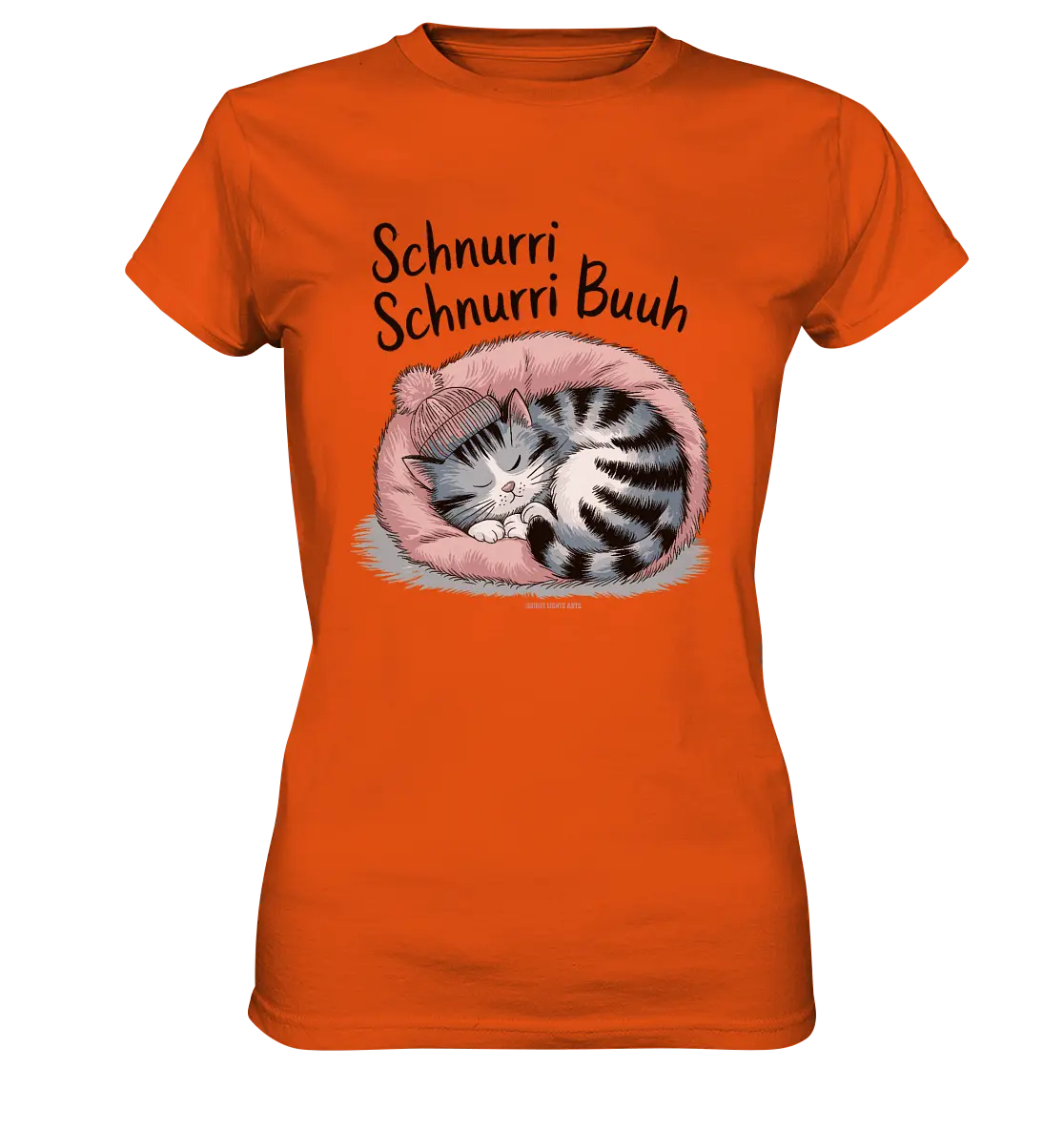 Schnurri Schnurri Buh - Schlafende Katze im rosa Bett - Ladies Premium Shirt Bright Lights Arts