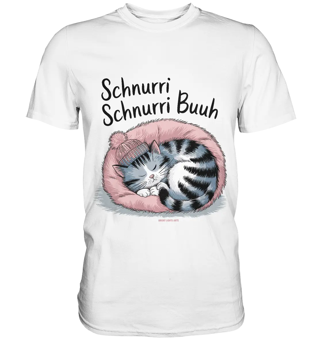 Schnurri Schnurri Buh - Schlafende Katze im rosa Bett - Premium Shirt Bright Lights Arts
