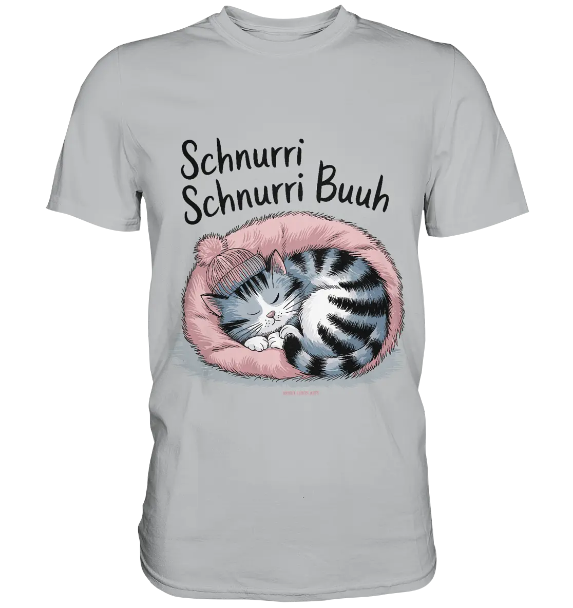Schnurri Schnurri Buh - Schlafende Katze im rosa Bett - Premium Shirt Bright Lights Arts