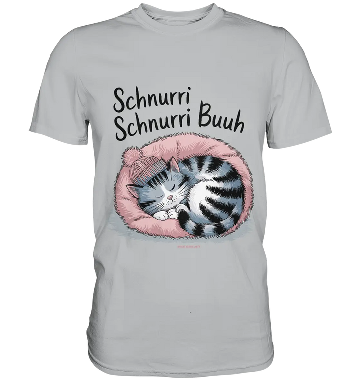 Schnurri Schnurri Buh - Schlafende Katze im rosa Bett - Premium Shirt Bright Lights Arts