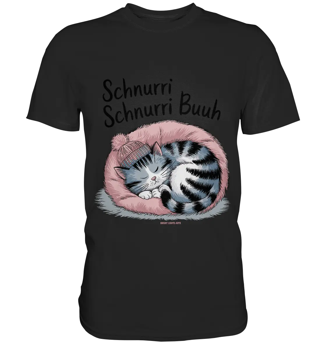 Schnurri Schnurri Buh - Schlafende Katze im rosa Bett - Premium Shirt Bright Lights Arts
