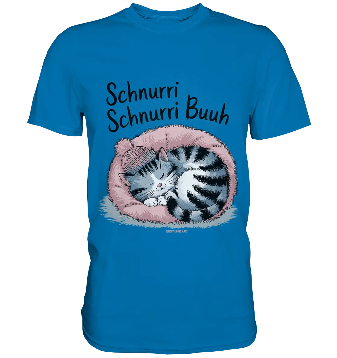 Schnurri Schnurri Buh - Schlafende Katze im rosa Bett - Premium Shirt Bright Lights Arts