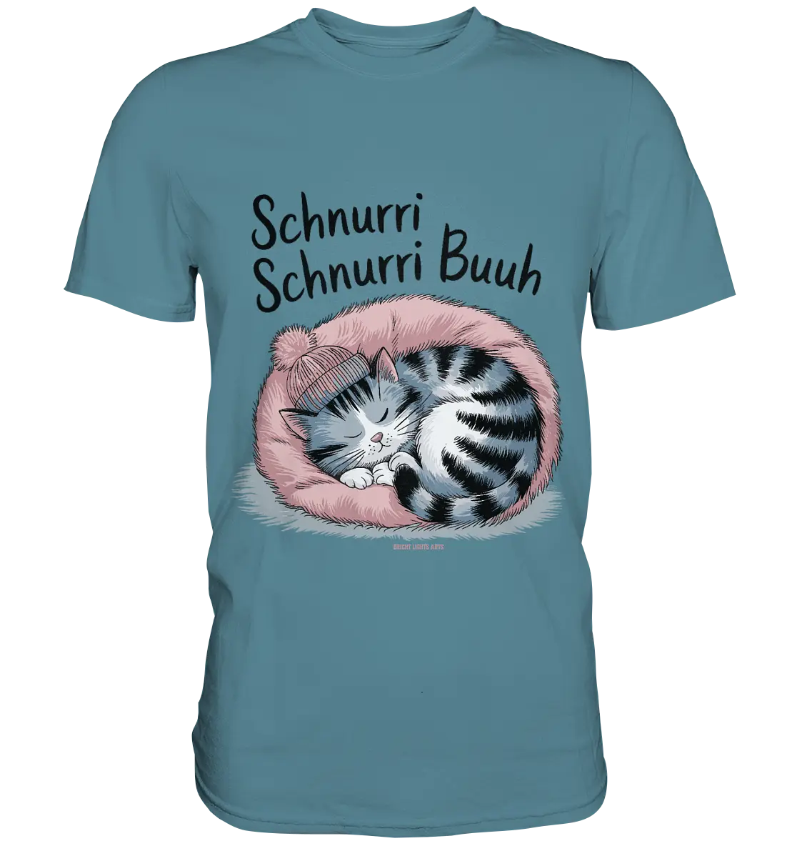 Schnurri Schnurri Buh - Schlafende Katze im rosa Bett - Premium Shirt Bright Lights Arts
