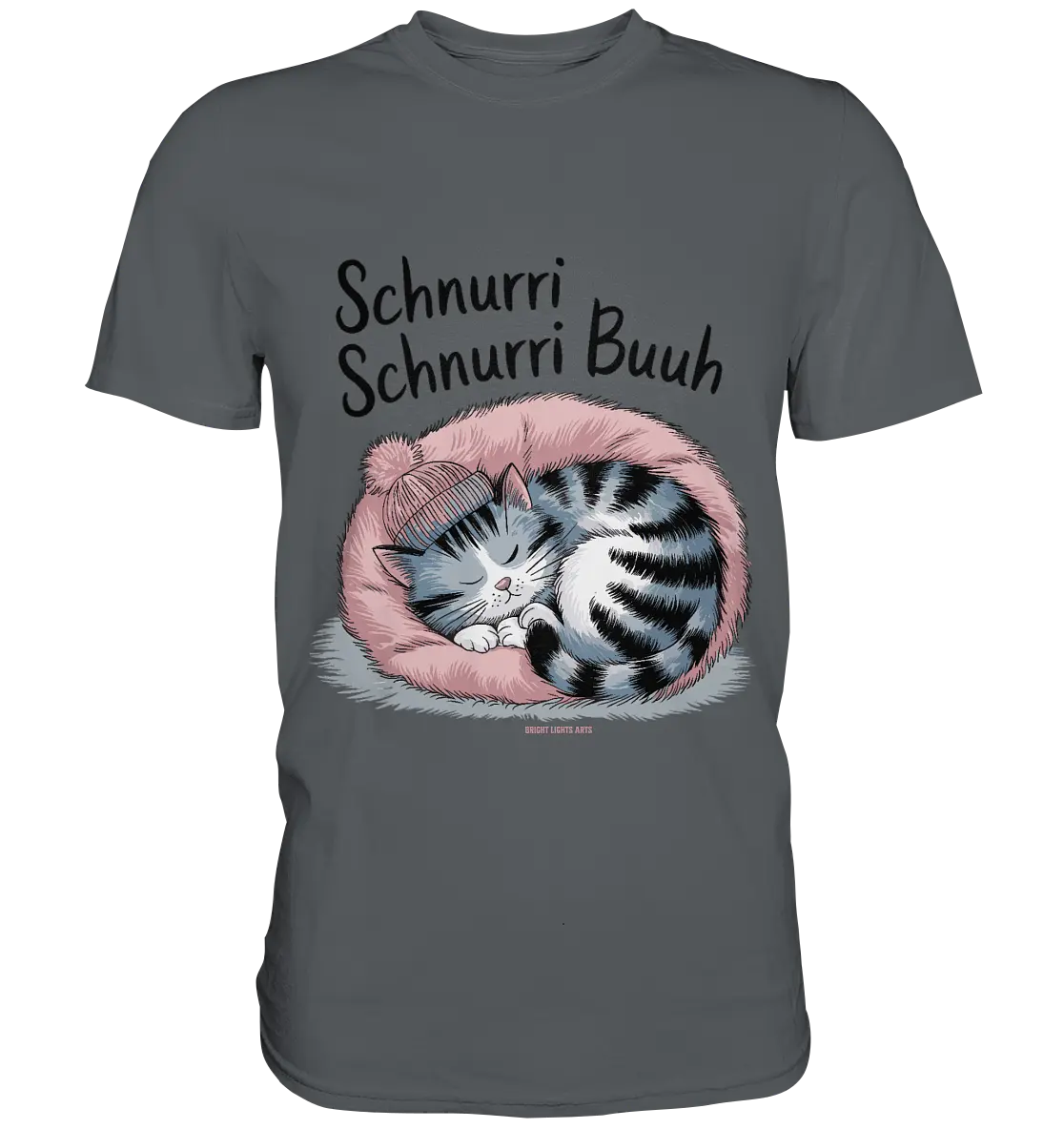 Schnurri Schnurri Buh - Schlafende Katze im rosa Bett - Premium Shirt Bright Lights Arts