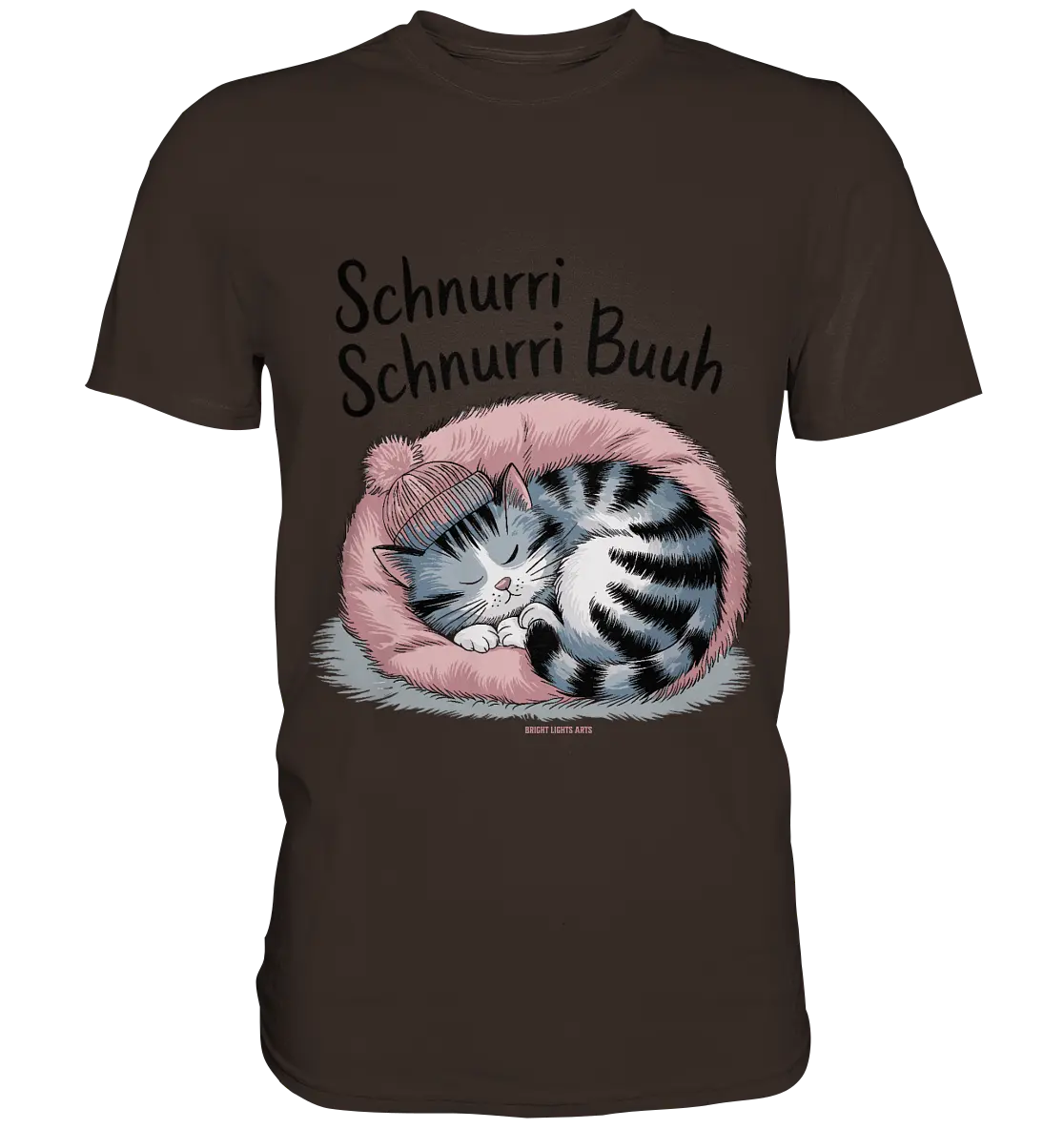 Schnurri Schnurri Buh - Schlafende Katze im rosa Bett - Premium Shirt Bright Lights Arts