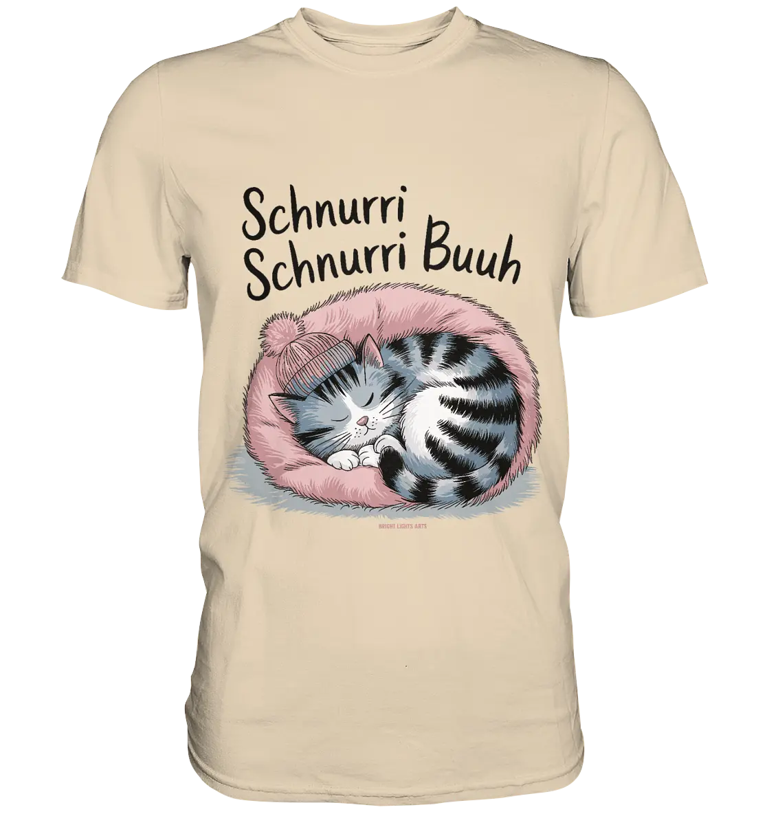 Schnurri Schnurri Buh - Schlafende Katze im rosa Bett - Premium Shirt Bright Lights Arts