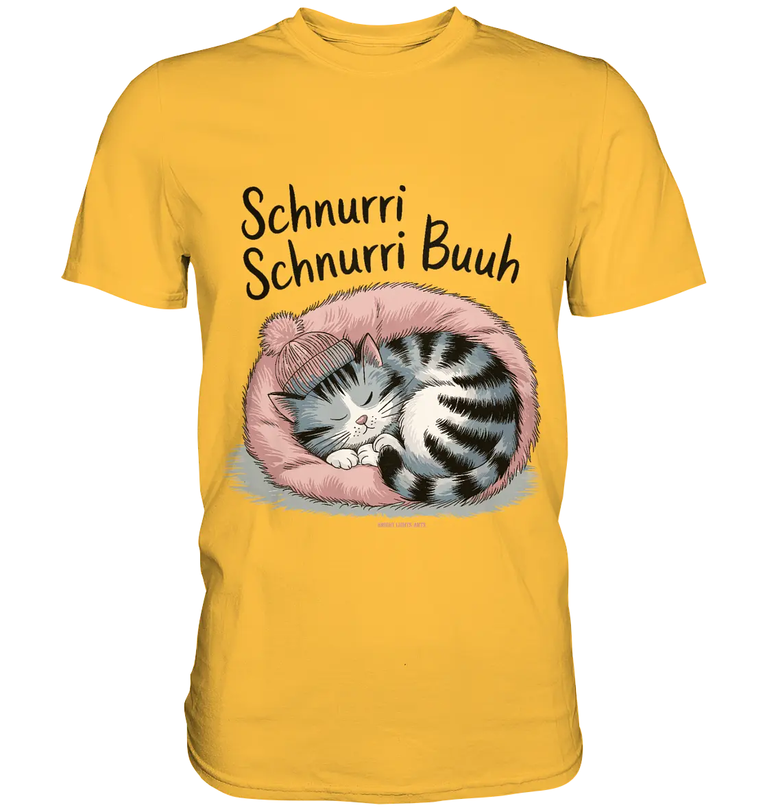 Schnurri Schnurri Buh - Schlafende Katze im rosa Bett - Premium Shirt Bright Lights Arts