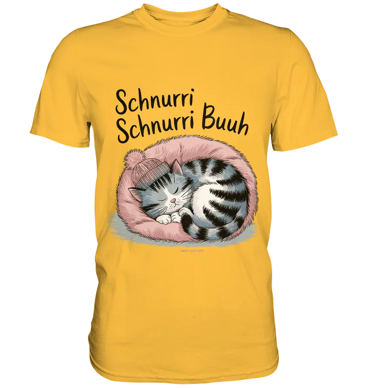 Schnurri Schnurri Buh - Schlafende Katze im rosa Bett - Premium Shirt Bright Lights Arts