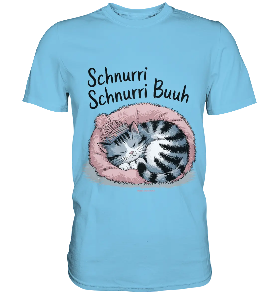 Schnurri Schnurri Buh - Schlafende Katze im rosa Bett - Premium Shirt Bright Lights Arts