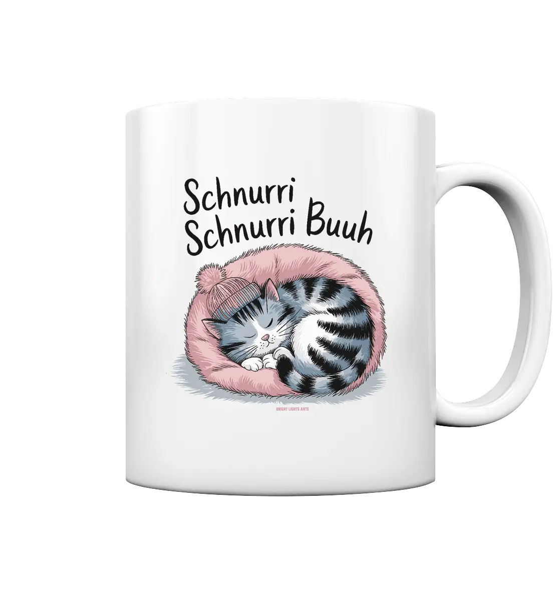Schnurri Schnurri Buh - Schlafende Katze im rosa Bett - Tasse glossy Bright Lights Arts
