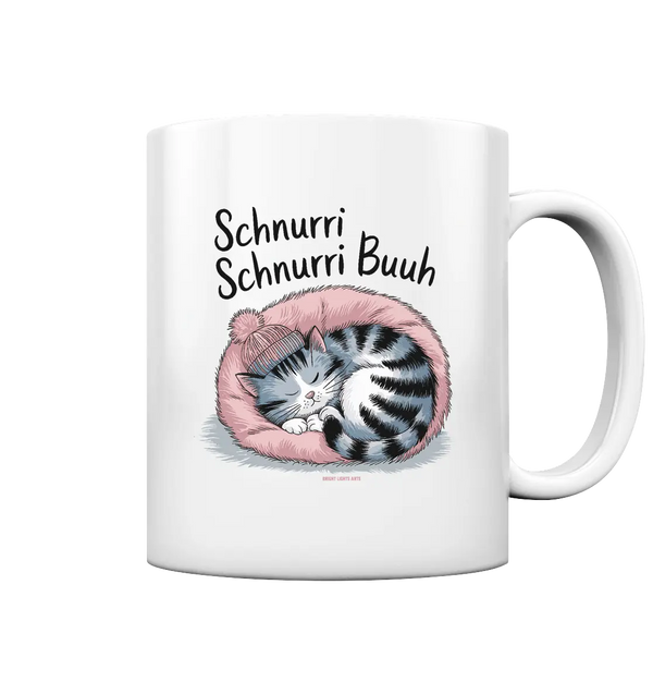 Schnurri Schnurri Buh - Schlafende Katze im rosa Bett - Tasse glossy Bright Lights Arts