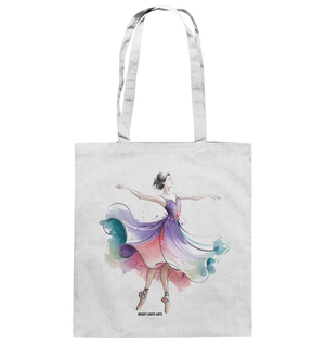 Schwebende Anmut – Tänzerin im Aquarellstil - Baumwolltasche Bright Lights Arts
