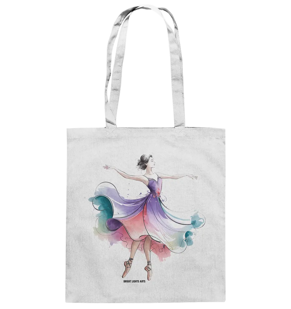 Schwebende Anmut – Tänzerin im Aquarellstil - Baumwolltasche Bright Lights Arts
