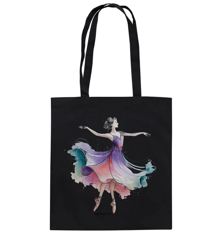 Schwebende Anmut – Tänzerin im Aquarellstil - Baumwolltasche Bright Lights Arts