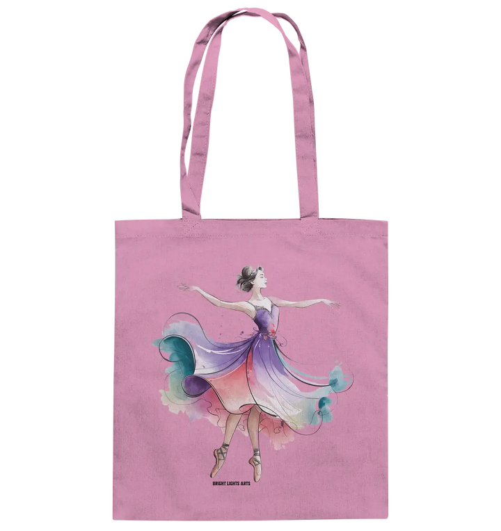 Schwebende Anmut – Tänzerin im Aquarellstil - Baumwolltasche Bright Lights Arts