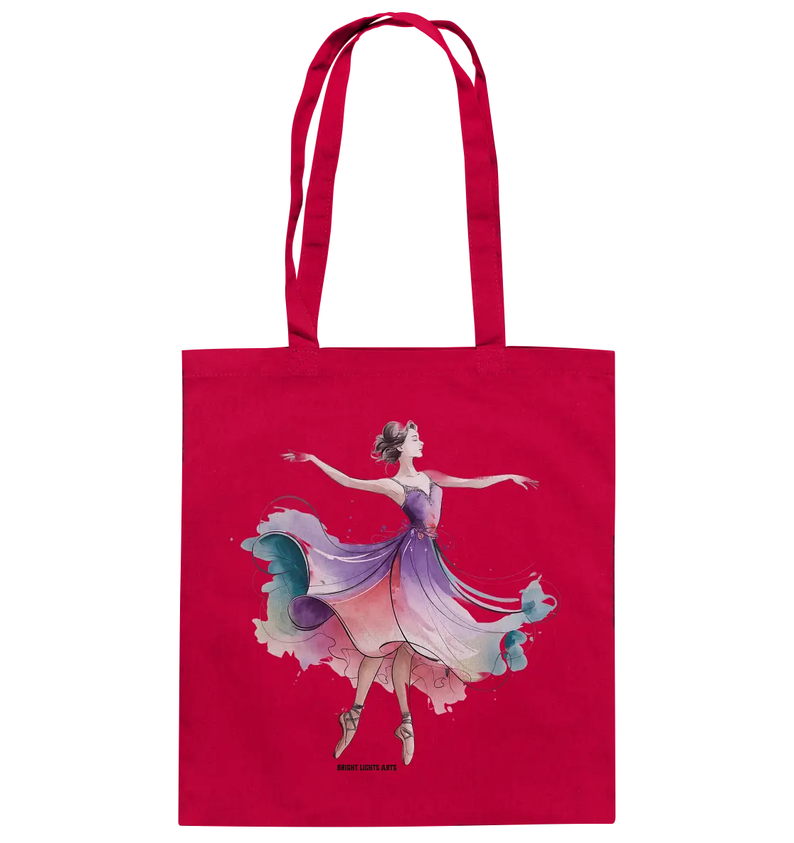 Schwebende Anmut – Tänzerin im Aquarellstil - Baumwolltasche Bright Lights Arts