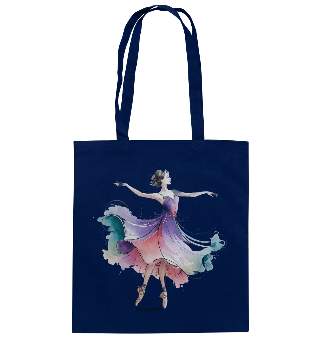Schwebende Anmut – Tänzerin im Aquarellstil - Baumwolltasche Bright Lights Arts