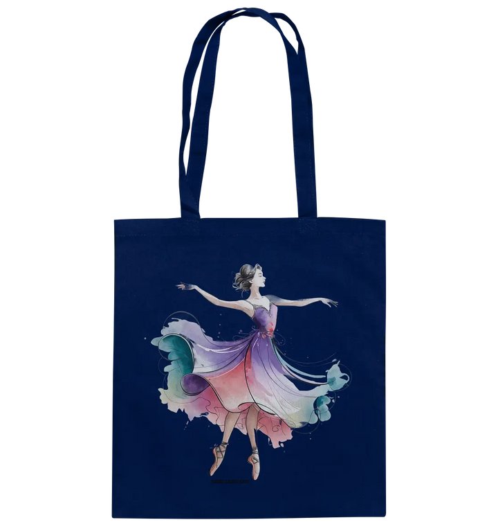 Schwebende Anmut – Tänzerin im Aquarellstil - Baumwolltasche Bright Lights Arts