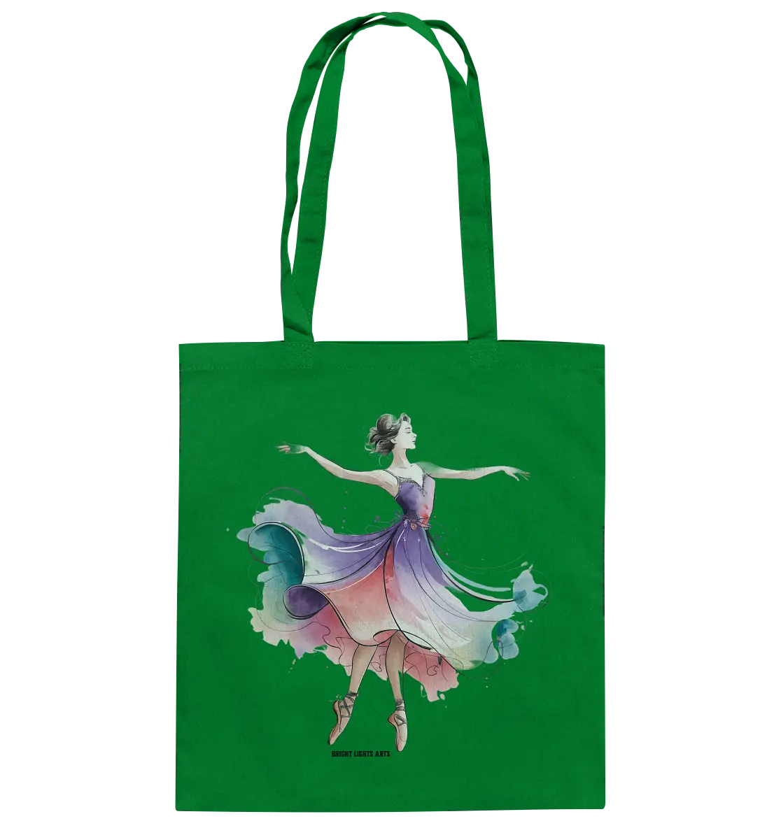 Schwebende Anmut – Tänzerin im Aquarellstil - Baumwolltasche Bright Lights Arts