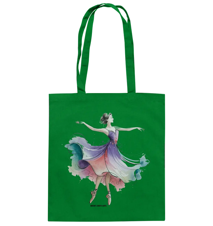 Schwebende Anmut – Tänzerin im Aquarellstil - Baumwolltasche Bright Lights Arts
