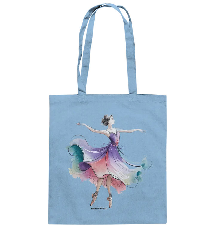 Schwebende Anmut – Tänzerin im Aquarellstil - Baumwolltasche Bright Lights Arts