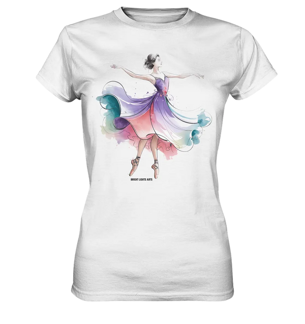 Schwebende Anmut – Tänzerin im Aquarellstil - Ladies Premium Shirt Bright Lights Arts