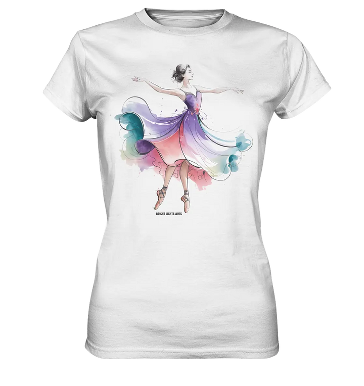 Schwebende Anmut – Tänzerin im Aquarellstil - Ladies Premium Shirt Bright Lights Arts