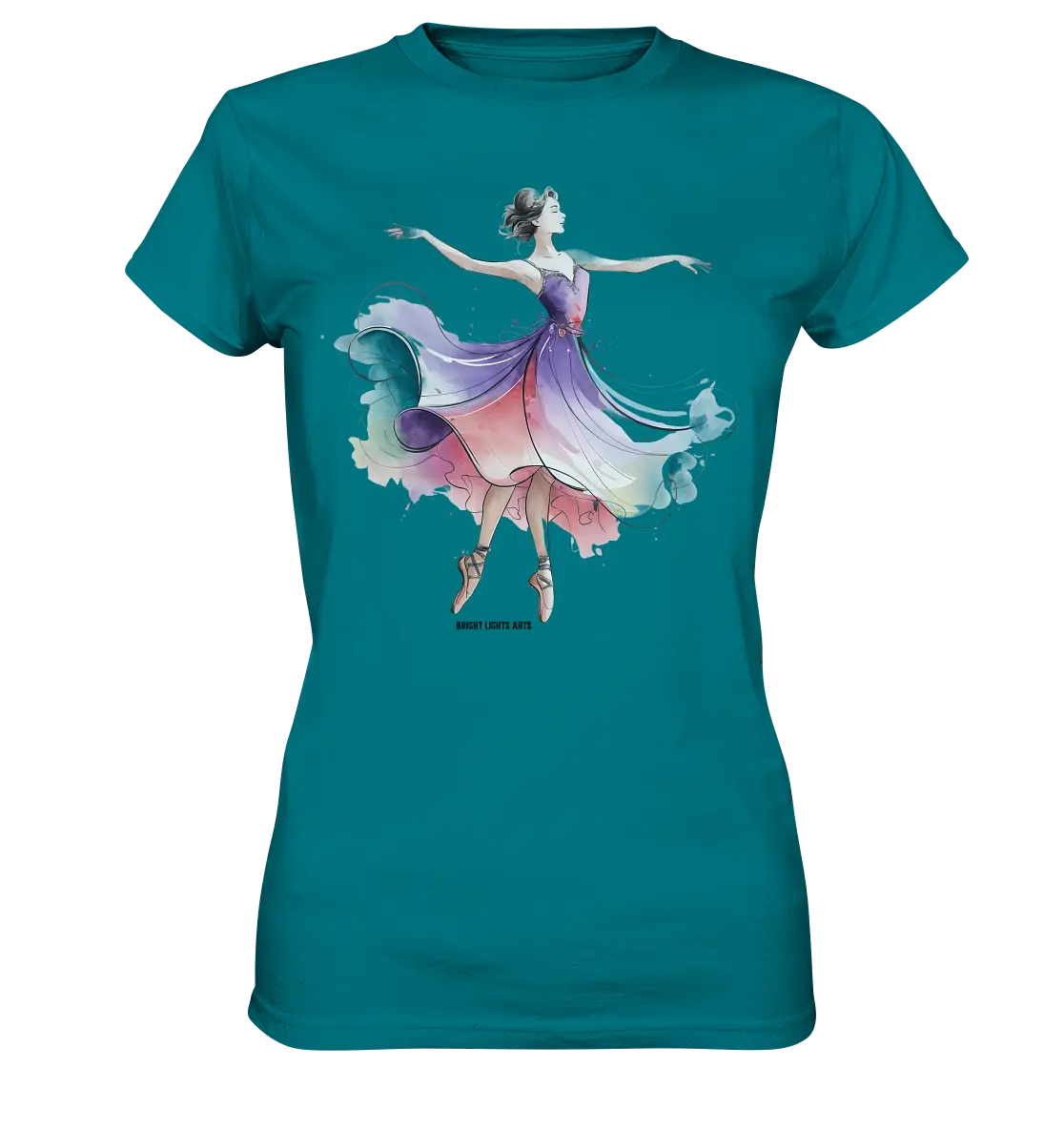 Schwebende Anmut – Tänzerin im Aquarellstil - Ladies Premium Shirt Bright Lights Arts