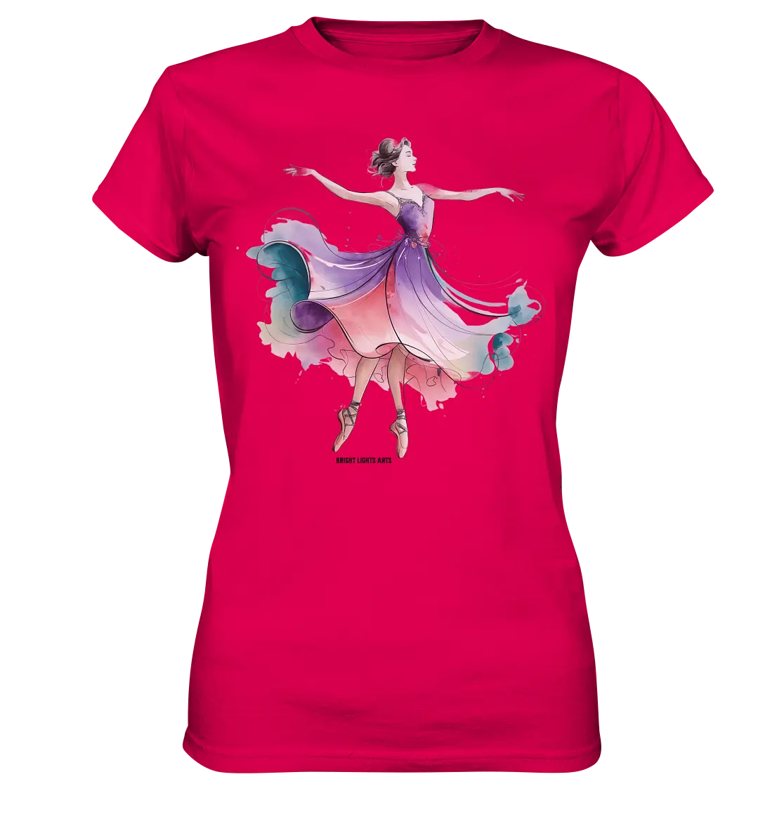Schwebende Anmut – Tänzerin im Aquarellstil - Ladies Premium Shirt Bright Lights Arts
