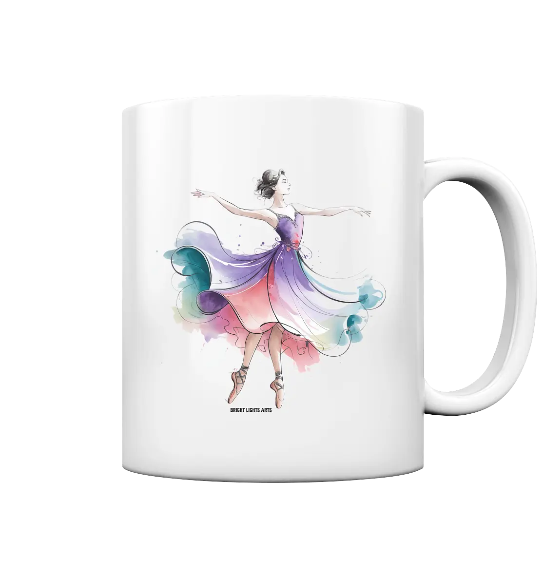 Schwebende Anmut – Tänzerin im Aquarellstil - Tasse glossy Bright Lights Arts