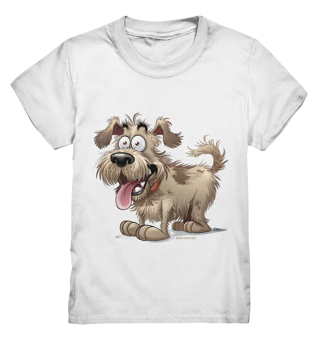 Shaggy Dog Surprise – Ausdrucksstarke & fröhliche Hundeillustration - Kids Premium Shirt Bright Lights Arts