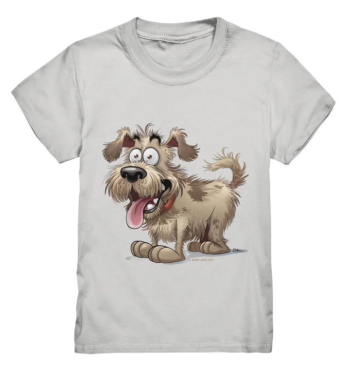 Shaggy Dog Surprise – Ausdrucksstarke & fröhliche Hundeillustration - Kids Premium Shirt Bright Lights Arts