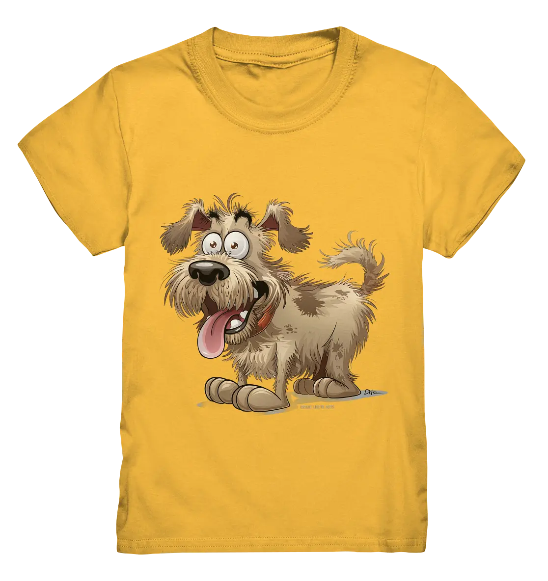 Shaggy Dog Surprise – Ausdrucksstarke & fröhliche Hundeillustration - Kids Premium Shirt Bright Lights Arts
