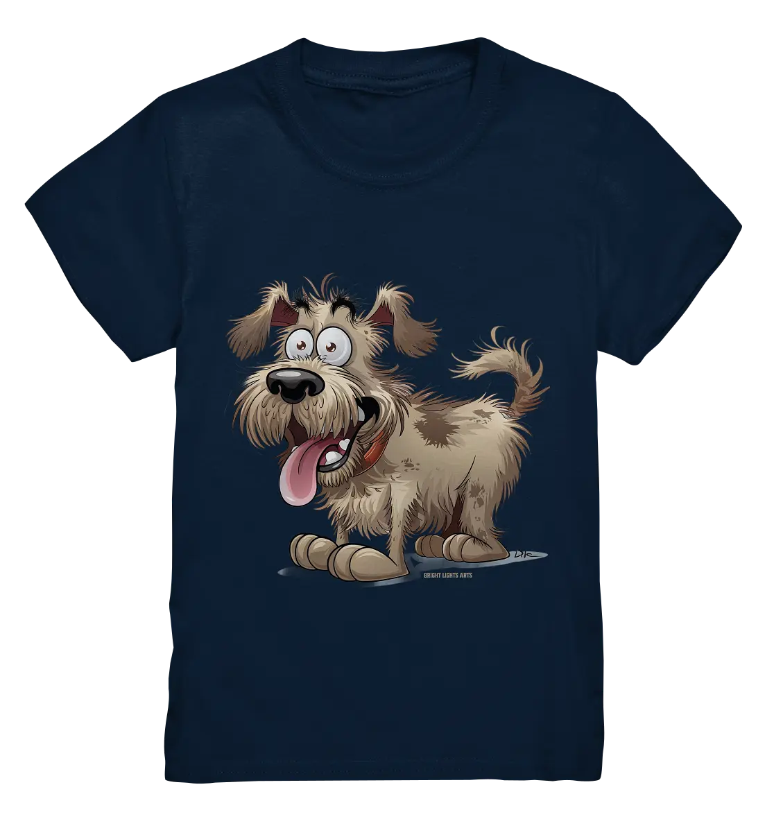 Shaggy Dog Surprise – Ausdrucksstarke & fröhliche Hundeillustration - Kids Premium Shirt Bright Lights Arts