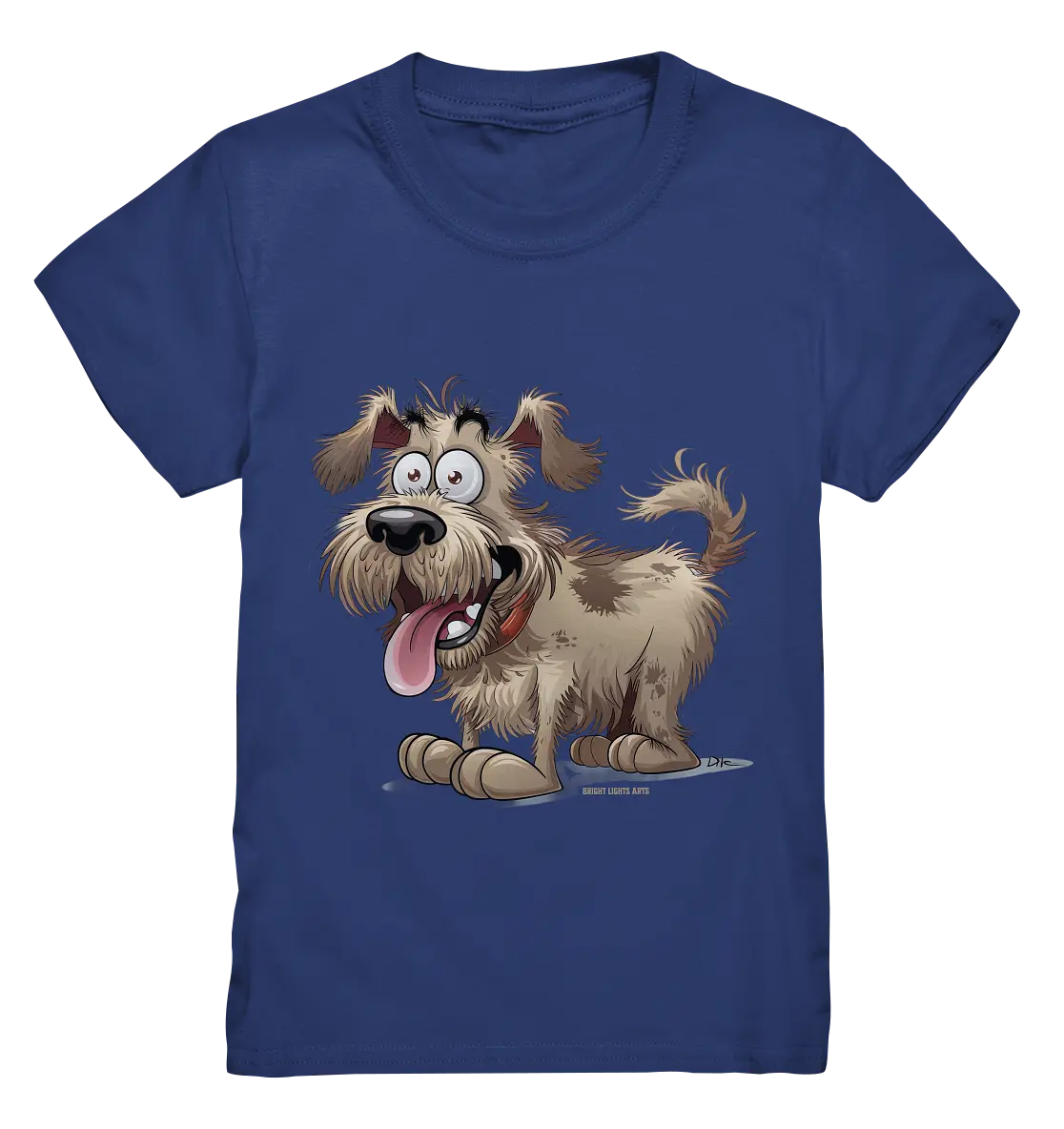 Shaggy Dog Surprise – Ausdrucksstarke & fröhliche Hundeillustration - Kids Premium Shirt Bright Lights Arts