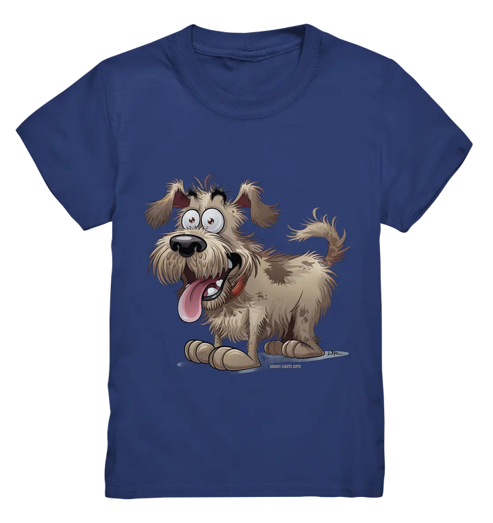 Shaggy Dog Surprise – Ausdrucksstarke & fröhliche Hundeillustration - Kids Premium Shirt Bright Lights Arts
