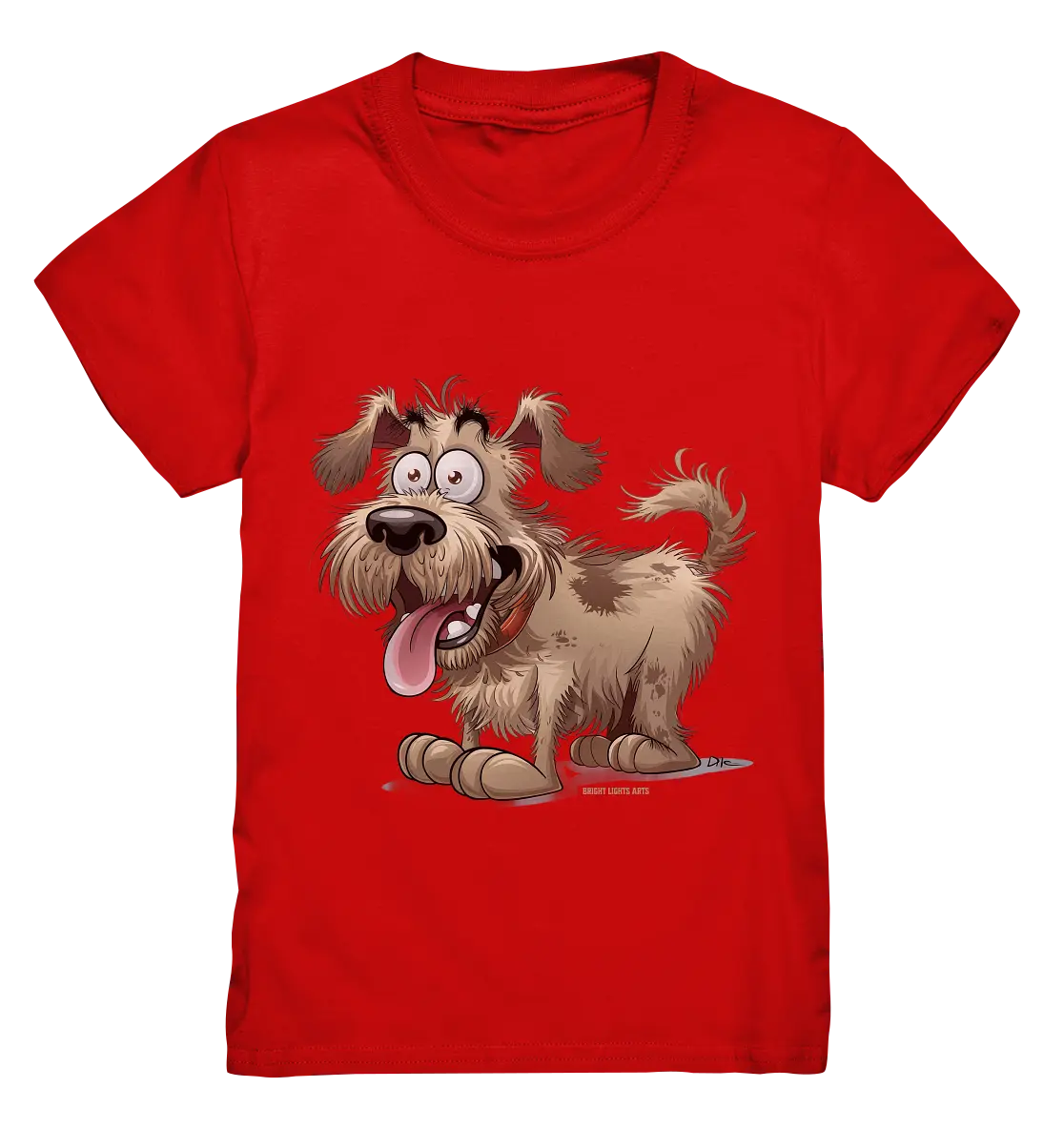 Shaggy Dog Surprise – Ausdrucksstarke & fröhliche Hundeillustration - Kids Premium Shirt Bright Lights Arts