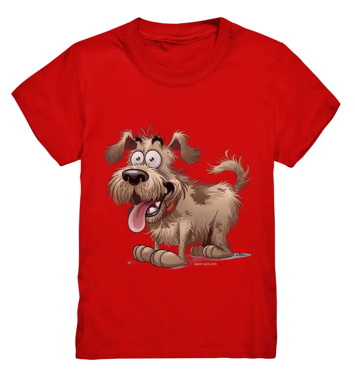 Shaggy Dog Surprise – Ausdrucksstarke & fröhliche Hundeillustration - Kids Premium Shirt Bright Lights Arts