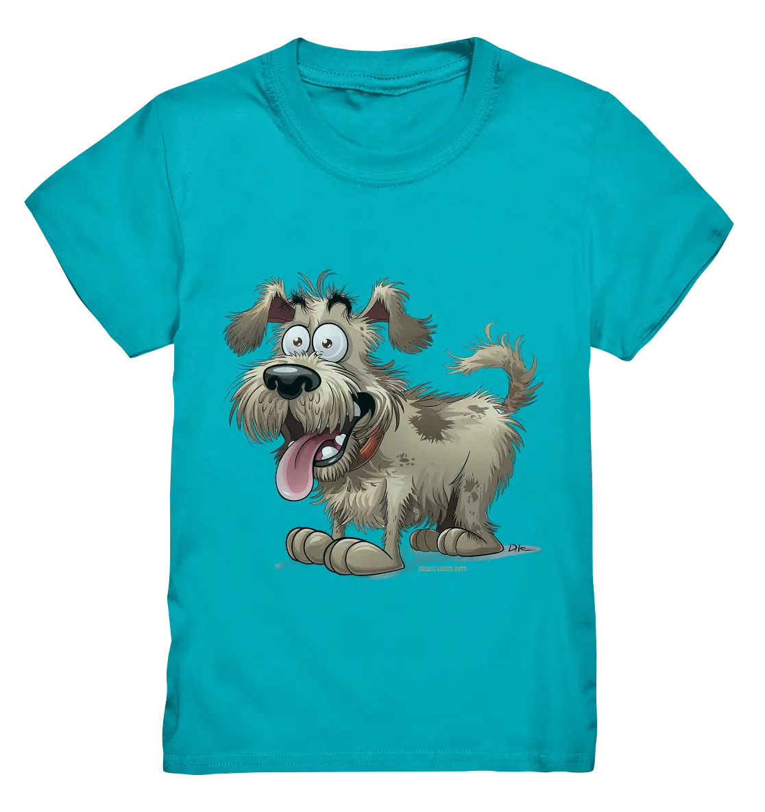 Shaggy Dog Surprise – Ausdrucksstarke & fröhliche Hundeillustration - Kids Premium Shirt Bright Lights Arts