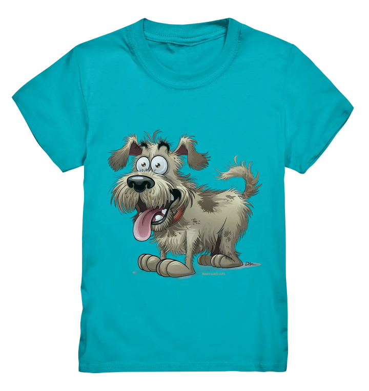 Shaggy Dog Surprise – Ausdrucksstarke & fröhliche Hundeillustration - Kids Premium Shirt Bright Lights Arts