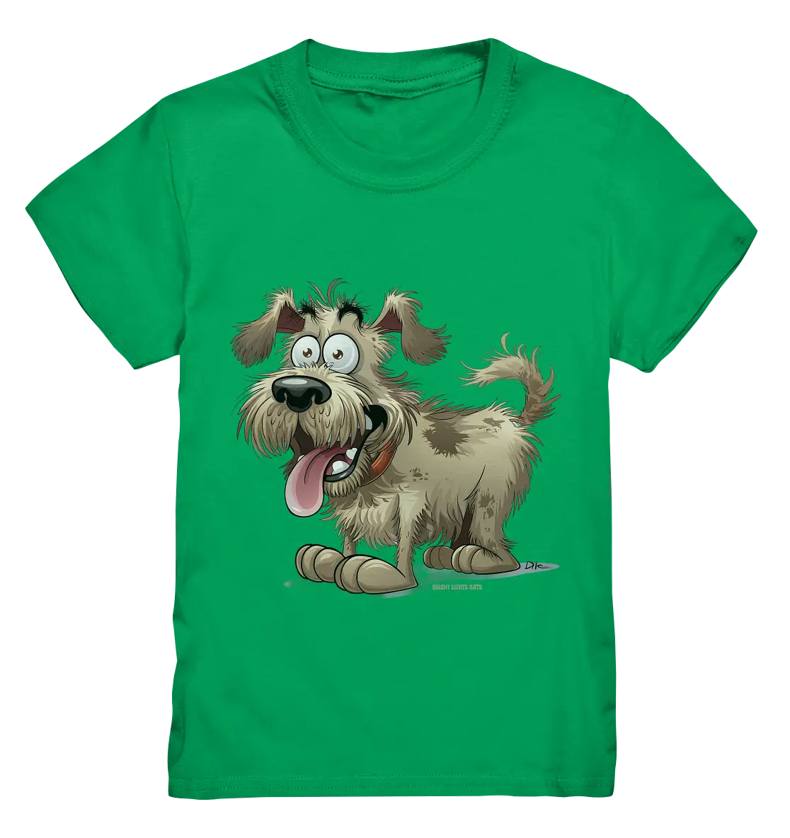 Shaggy Dog Surprise – Ausdrucksstarke & fröhliche Hundeillustration - Kids Premium Shirt Bright Lights Arts