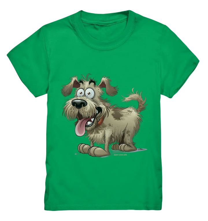 Shaggy Dog Surprise – Ausdrucksstarke & fröhliche Hundeillustration - Kids Premium Shirt Bright Lights Arts