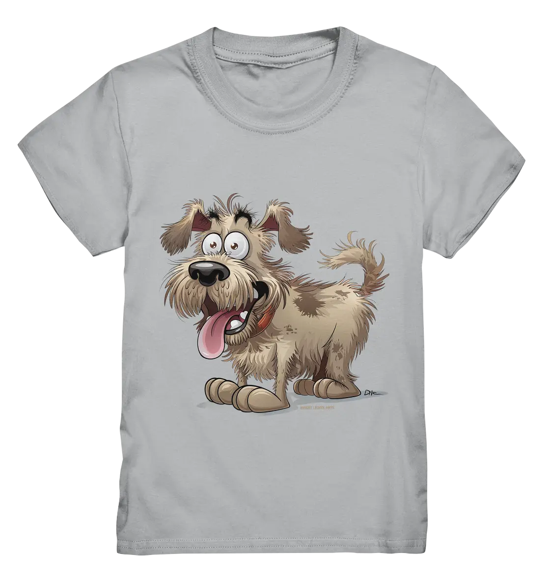 Shaggy Dog Surprise – Ausdrucksstarke & fröhliche Hundeillustration - Kids Premium Shirt Bright Lights Arts