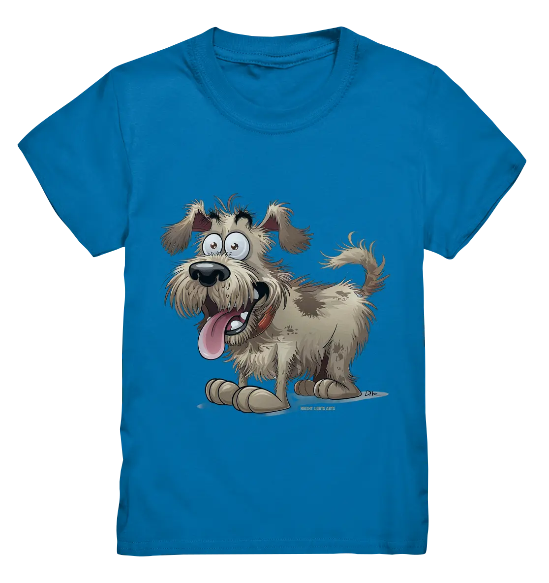 Shaggy Dog Surprise – Ausdrucksstarke & fröhliche Hundeillustration - Kids Premium Shirt Bright Lights Arts