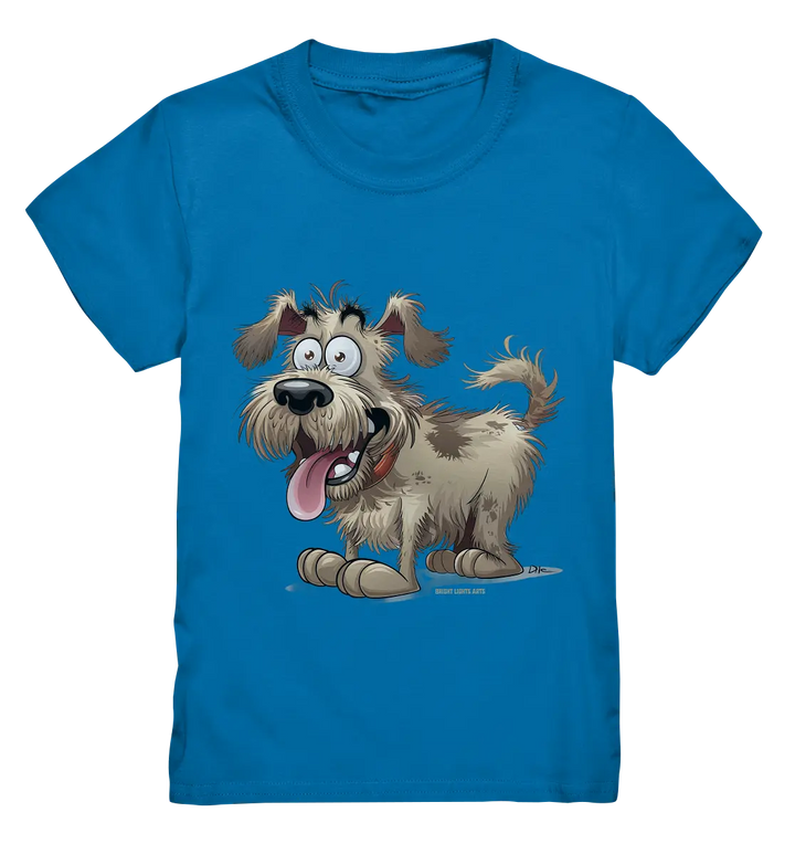 Shaggy Dog Surprise – Ausdrucksstarke & fröhliche Hundeillustration - Kids Premium Shirt Bright Lights Arts