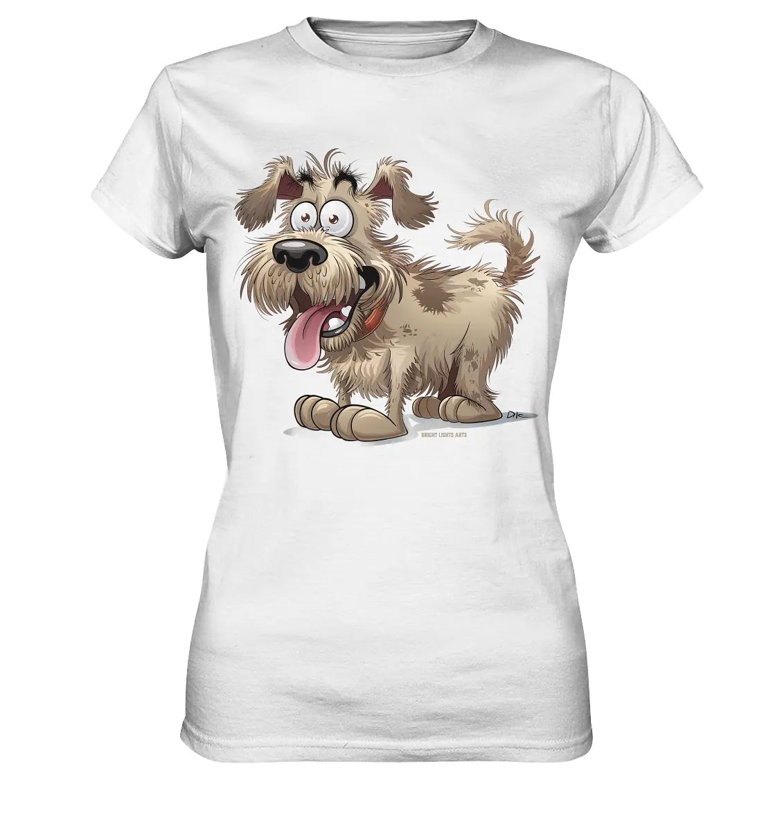Shaggy Dog Surprise – Ausdrucksstarke & fröhliche Hundeillustration - Ladies Premium Shirt Bright Lights Arts