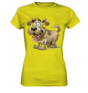 Shaggy Dog Surprise – Ausdrucksstarke & fröhliche Hundeillustration - Ladies Premium Shirt Bright Lights Arts