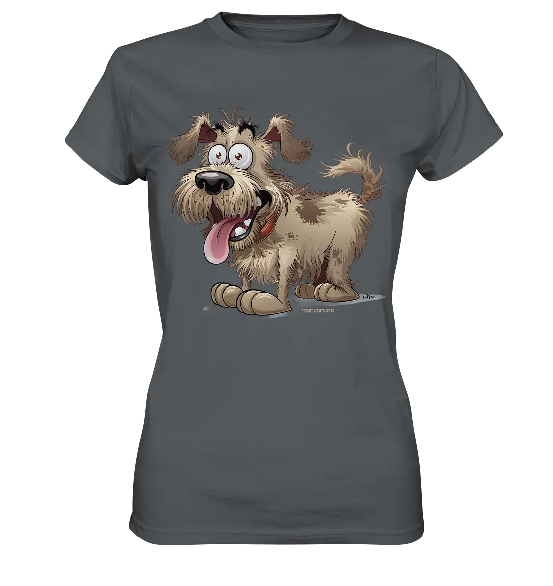 Shaggy Dog Surprise – Ausdrucksstarke & fröhliche Hundeillustration - Ladies Premium Shirt Bright Lights Arts