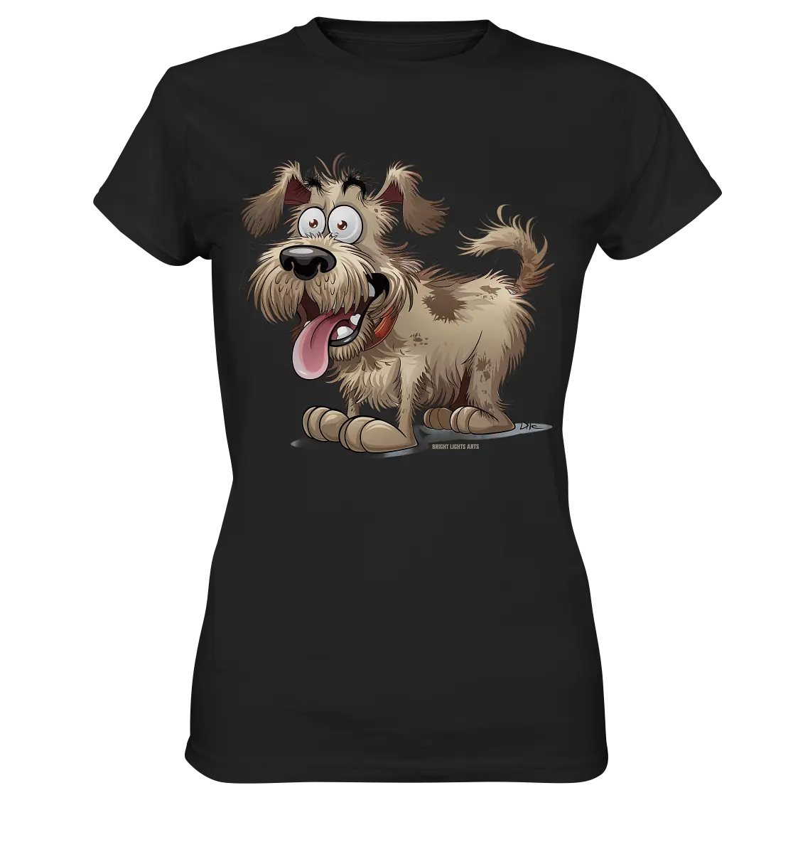 Shaggy Dog Surprise – Ausdrucksstarke & fröhliche Hundeillustration - Ladies Premium Shirt Bright Lights Arts