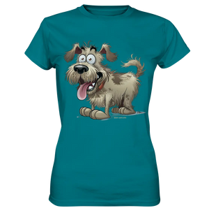 Shaggy Dog Surprise – Ausdrucksstarke & fröhliche Hundeillustration - Ladies Premium Shirt Bright Lights Arts